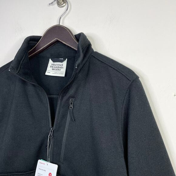 Marmot Drop Line Half Zip Sweater Fleece Pullover Jacket Black Mens M new nwt - Picture 5 of 14